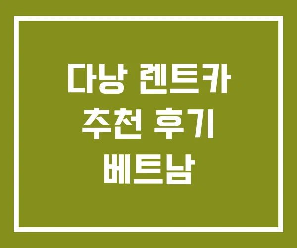 다낭 렌트카 추천 후기 베트남