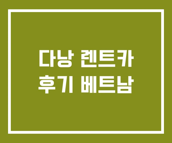 다낭 렌트카 후기 베트남