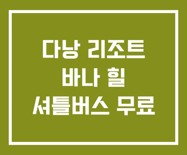 다낭 리조트 바나 힐 셔틀버스 무료