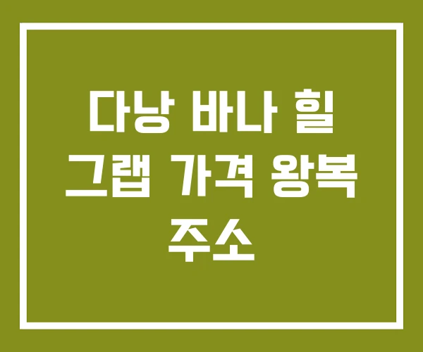 다낭 바나 힐 그랩 가격 왕복 주소