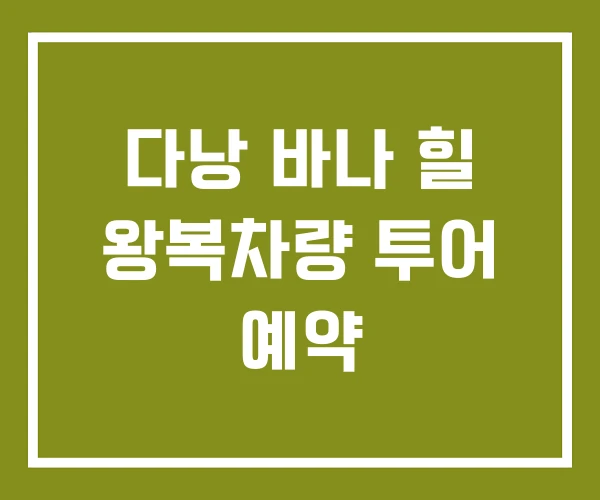 다낭 바나 힐 왕복차량 투어 예약