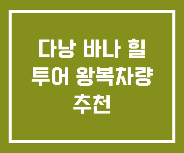 다낭 바나 힐 투어 왕복차량 추천