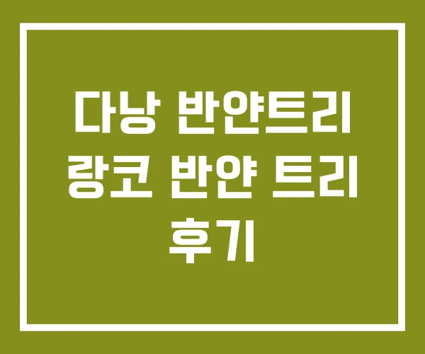 다낭 반얀트리 랑코 반얀 트리 후기