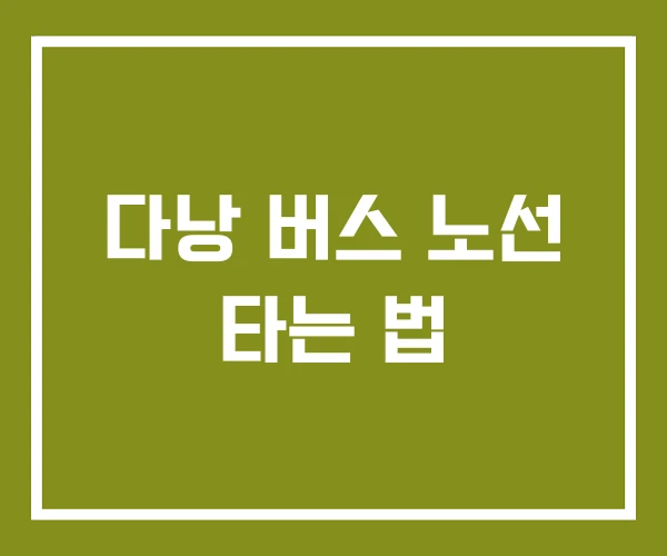 다낭 버스 노선 타는 법