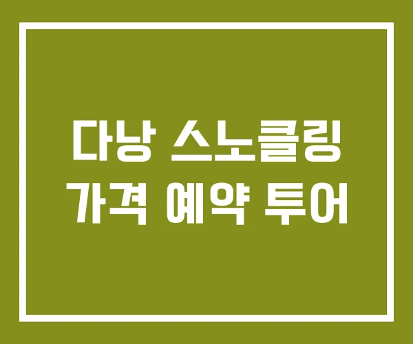 다낭 스노클링 가격 예약 투어