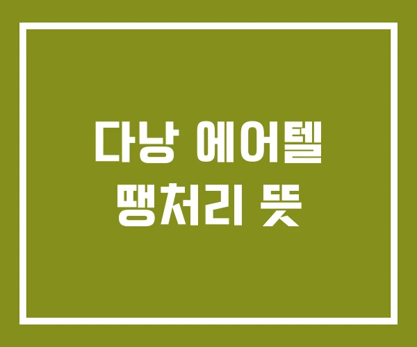 다낭 에어텔 땡처리 뜻