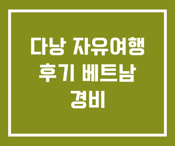 다낭 자유여행 후기 베트남 경비