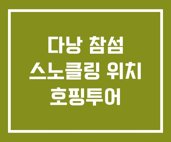 다낭 참섬 스노클링 위치 호핑투어