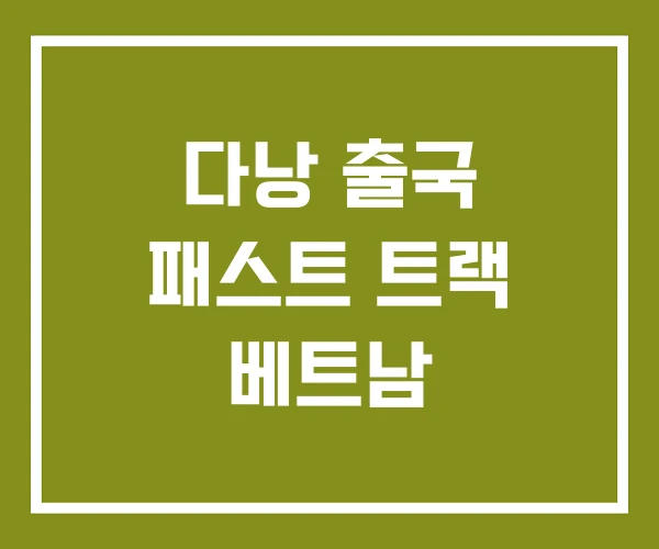 다낭 출국 패스트 트랙 베트남