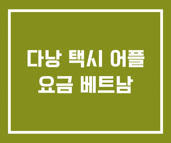 다낭 택시 어플 요금 베트남