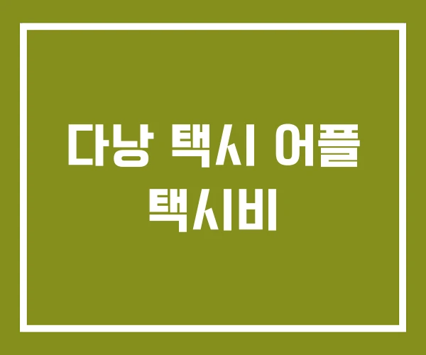 다낭 택시 어플 택시비