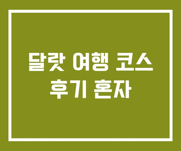 달랏 여행 코스 후기 혼자