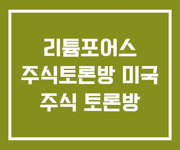 리튬포어스 주식토론방 미국 주식 토론방