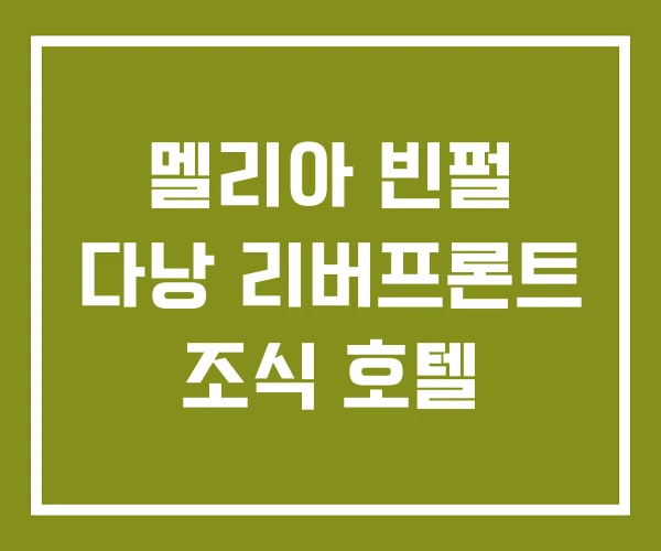 멜리아 빈펄 다낭 리버프론트 조식 호텔 멜리아 빈펄 다낭 리버프론트 조식 호텔