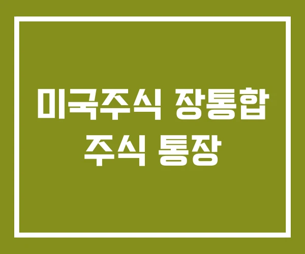 미국주식 장통합 주식 통장
