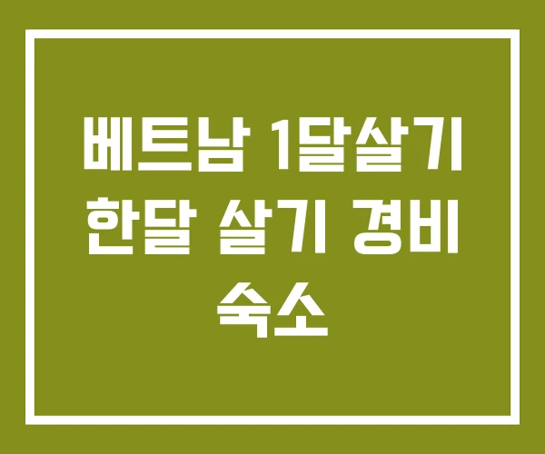 베트남 1달살기 한달 살기 경비 숙소