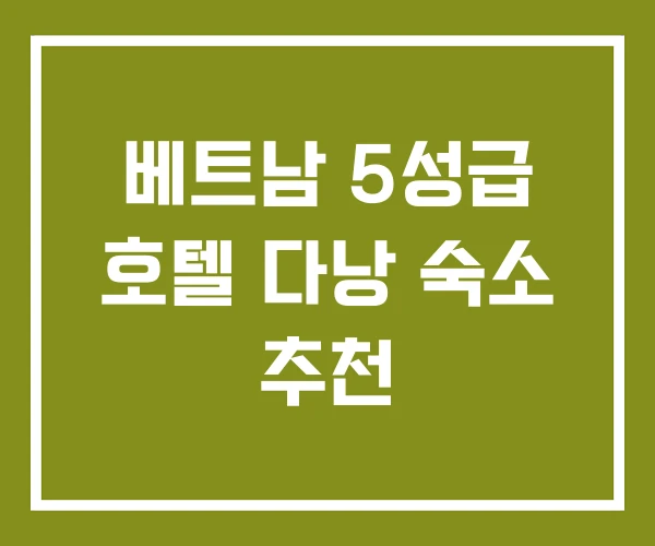 베트남 5성급 호텔 다낭 숙소 추천