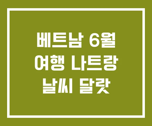 베트남 6월 여행 나트랑 날씨 달랏