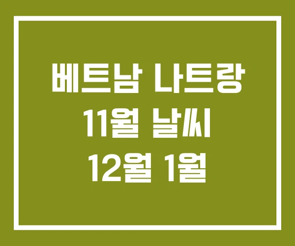 베트남 나트랑 11월 날씨 12월 1월 베트남 나트랑 11월 날씨 12월 1월