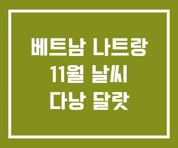 베트남 나트랑 11월 날씨 다낭 달랏 베트남 나트랑 11월 날씨 다낭 달랏