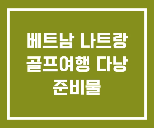 베트남 나트랑 골프여행 다낭 준비물