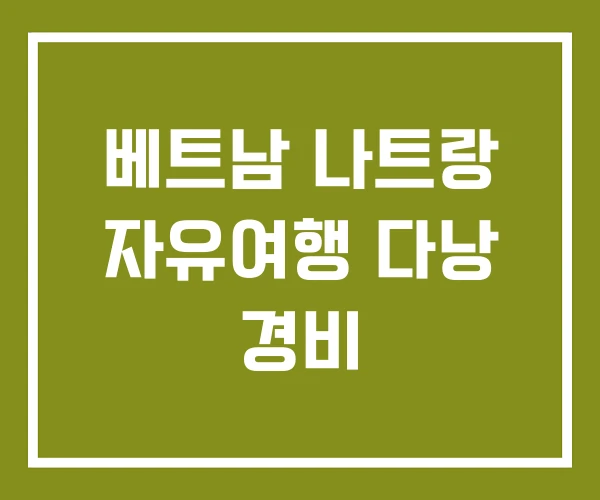 베트남 나트랑 자유여행 다낭 경비