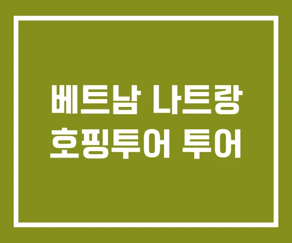 베트남 나트랑 호핑투어 투어