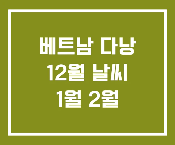 베트남 다낭 12월 날씨 1월 2월