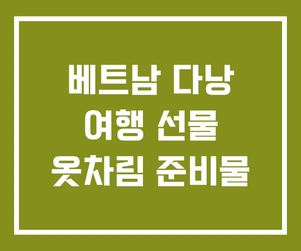 베트남 다낭 여행 선물 옷차림 준비물