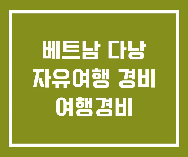 베트남 다낭 자유여행 경비 여행경비