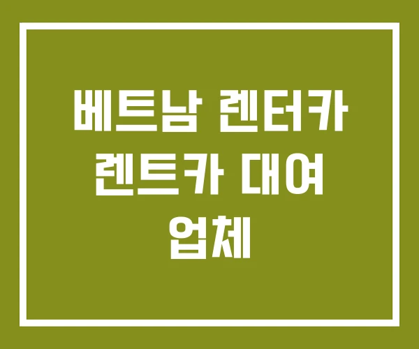 베트남 렌터카 렌트카 대여 업체