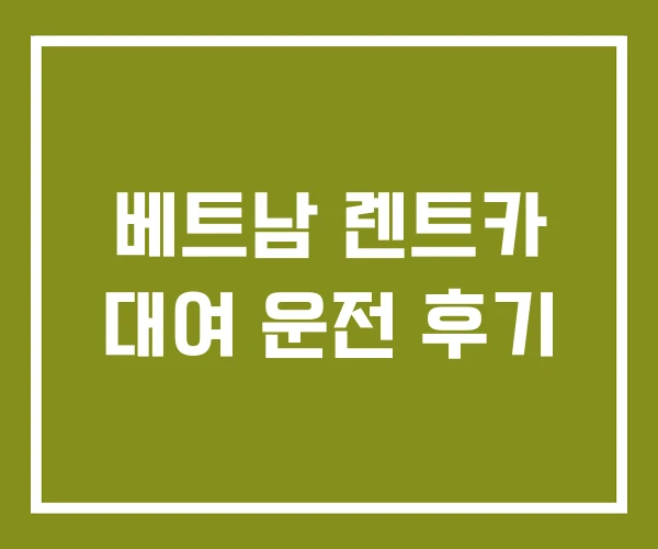 베트남 렌트카 대여 운전 후기