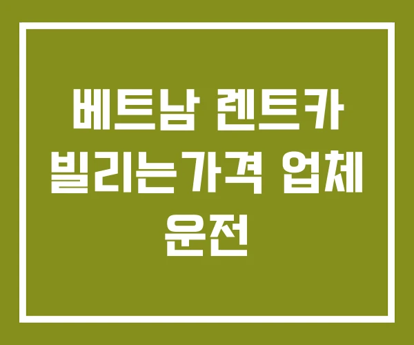 베트남 렌트카 빌리는가격 업체 운전