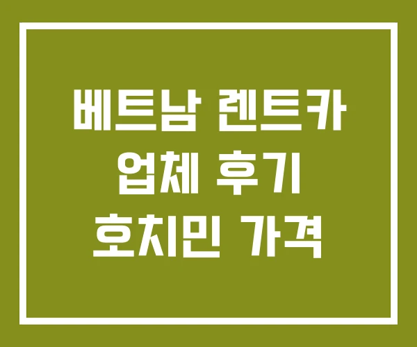 베트남 렌트카 업체 후기 호치민 가격