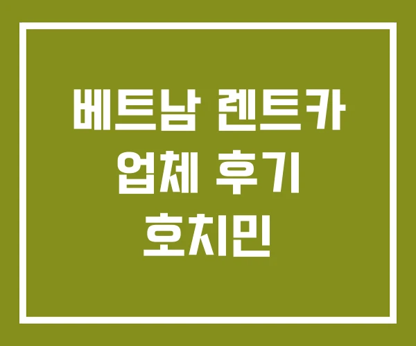 베트남 렌트카 업체 후기 호치민