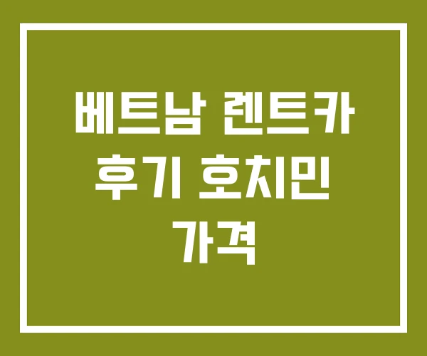 베트남 렌트카 후기 호치민 가격