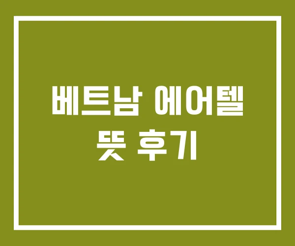 베트남 에어텔 뜻 후기