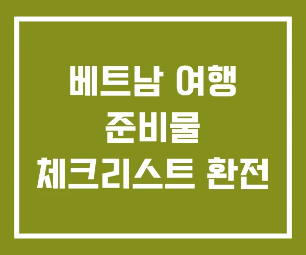 베트남 여행 준비물 체크리스트 환전