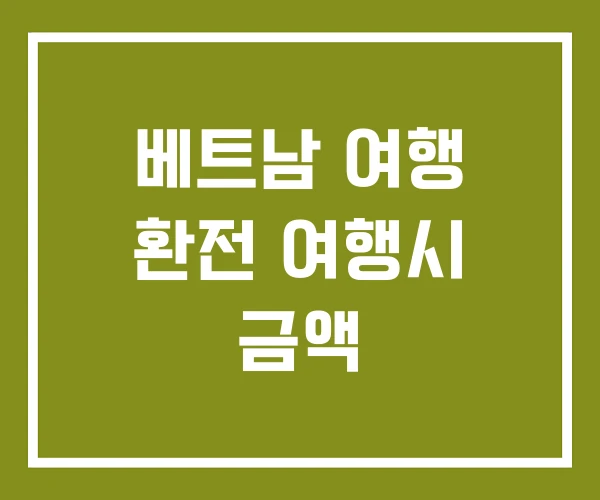 베트남 여행 환전 여행시 금액 베트남 여행 환전 여행시 금액