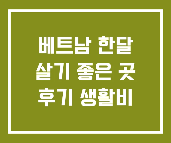 베트남 한달 살기 좋은 곳 후기 생활비