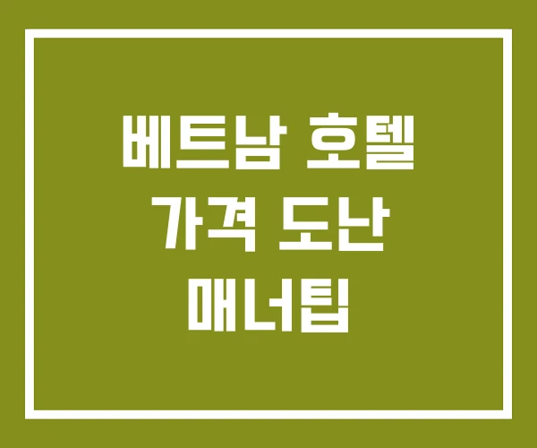 베트남 호텔 가격 도난 매너팁