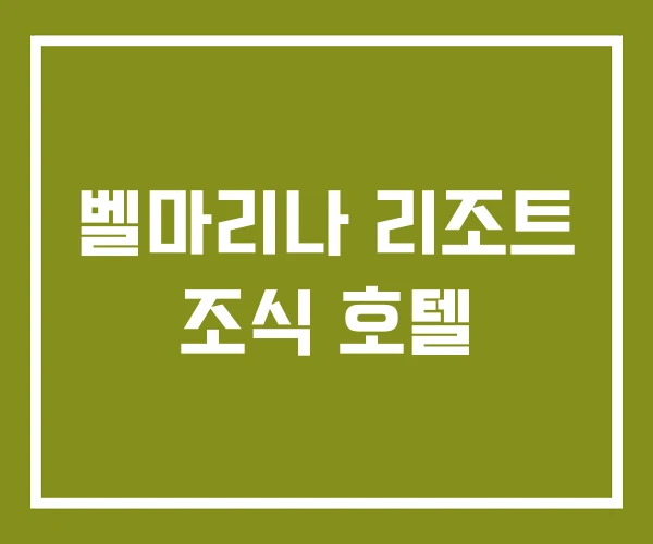 벨마리나 리조트 조식 호텔 벨마리나 리조트 조식 호텔