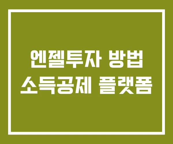 엔젤투자 방법 소득공제 플랫폼