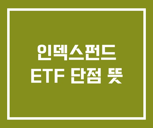 인덱스펀드 ETF 단점 뜻