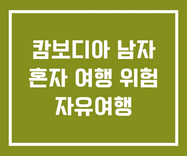 캄보디아 남자 혼자 여행 위험 자유여행