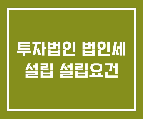 투자법인 법인세 설립 설립요건