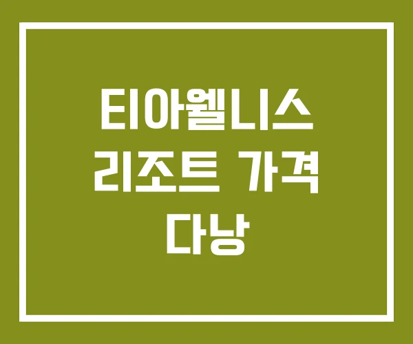 티아웰니스 리조트 가격 다낭