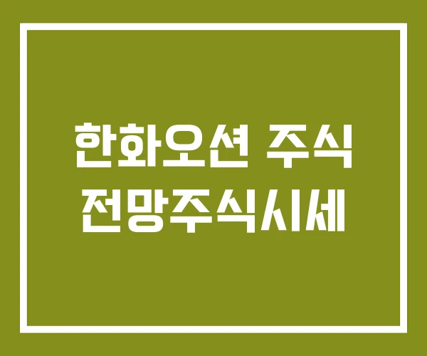 한화오션 주식 전망주식시세