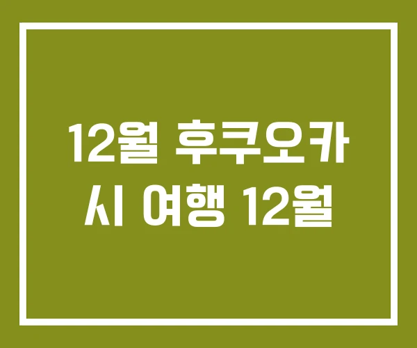 12월 후쿠오카 시 여행 12월