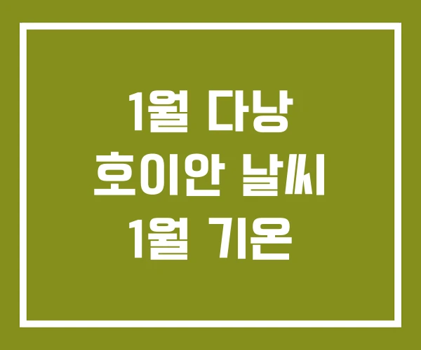 1월 다낭 호이안 날씨 1월 기온